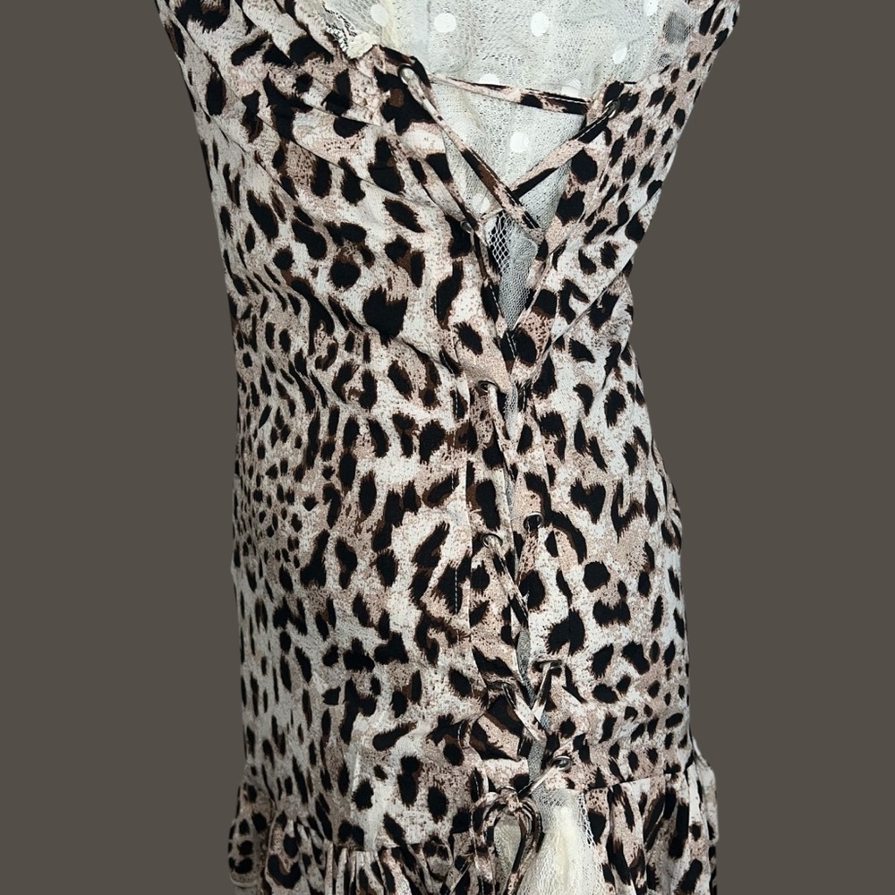 NWT E&I The Label Leopard Print Spaghetti Strap Dress - Picture 7 of 15